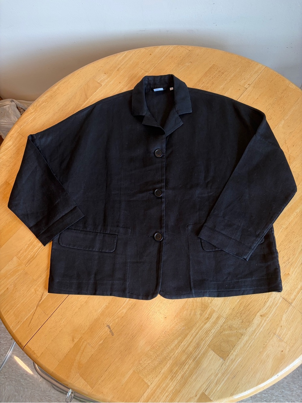 ASPESI Black 100% Linen Jacket Size 38 Made in Italy Minimalist Luxury